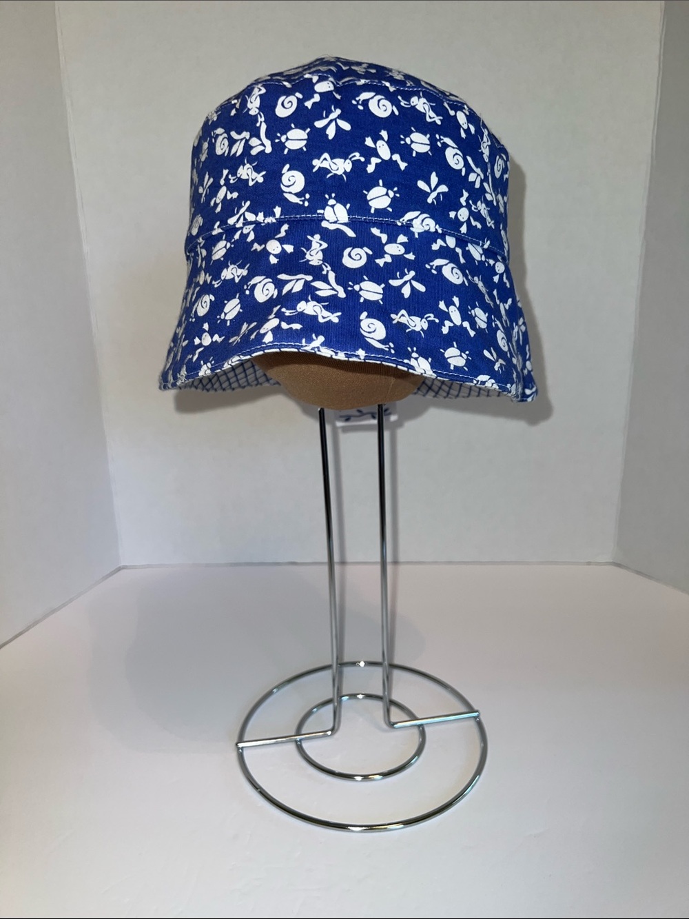Reversible Blue Floral Kids' Bucket Hat